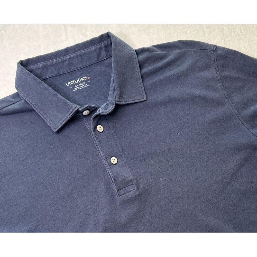 Untuckit XL BLUE Polo NAVY BLUE Mens Shirt Pima Cotton ~‎ EXCELLENT & SUPER SOFT